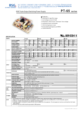 PT-65 Datasheet PDF RSG Electronic Components GmbH