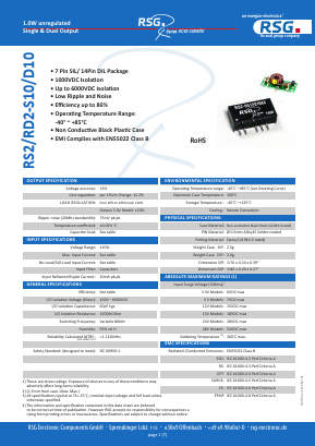 RS2-0509D10A1 Datasheet PDF RSG Electronic Components GmbH