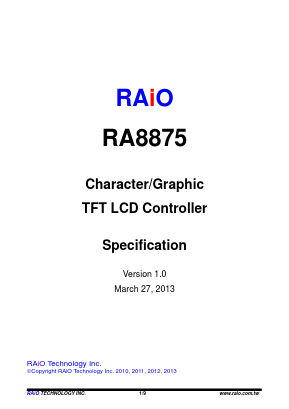 RA8870 Datasheet PDF RAIO