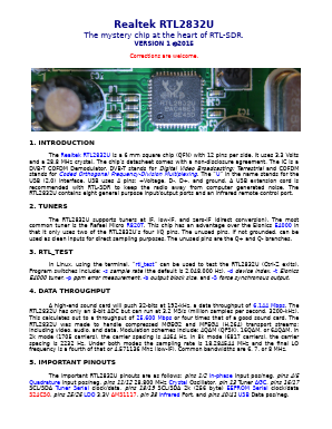 RTL2832 Datasheet PDF Realtek Semiconductor