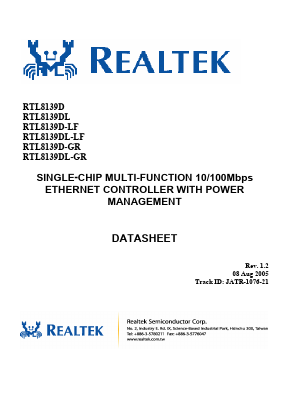 RTL8139DL-GR Datasheet PDF Realtek Semiconductor