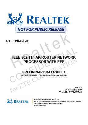 RTL8196C-GR Datasheet PDF Realtek Semiconductor