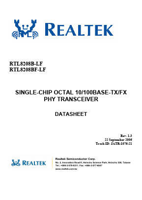 RTL8208BF Datasheet PDF Realtek Semiconductor