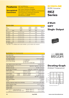 REZ-2412S Datasheet PDF RECOM Electronic GmbH