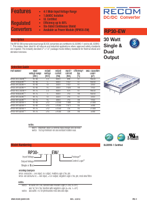 RP30-243.3SEWN Datasheet PDF RECOM Electronic GmbH
