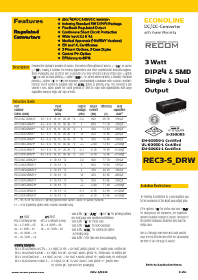 REC3-0505DRWH6 Datasheet PDF RECOM Electronic GmbH