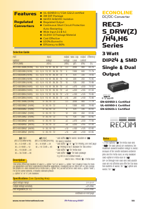 REC3-0505DRW/H4 Datasheet PDF RECOM Electronic GmbH