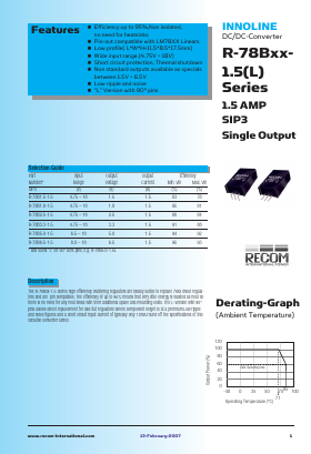 R-78B1.5-1.5 Datasheet PDF RECOM Electronic GmbH