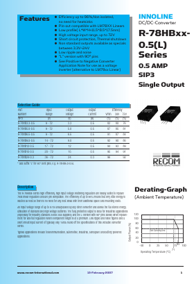 R-78HB3.3-0.5 Datasheet PDF RECOM Electronic GmbH