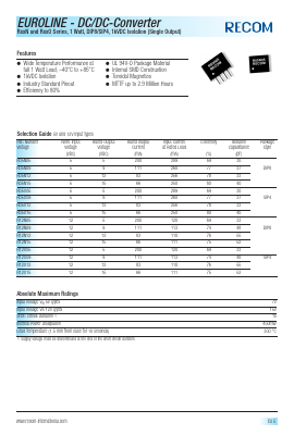 R12005 Datasheet PDF RECOM Electronic GmbH