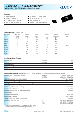 R05V05 Datasheet PDF RECOM Electronic GmbH