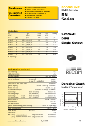 RN-2405SH Datasheet PDF RECOM Electronic GmbH