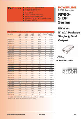 RP20-1215DFN Datasheet PDF RECOM Electronic GmbH
