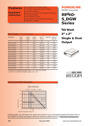 RP40-2405SGW Datasheet PDF RECOM Electronic GmbH