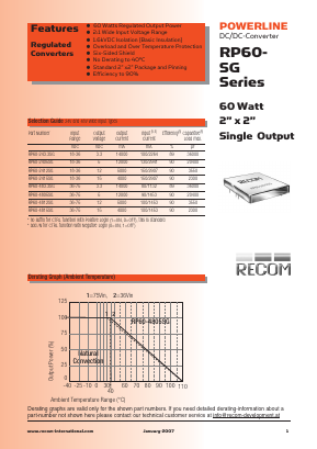 RP60-483.3SGN Datasheet PDF RECOM Electronic GmbH