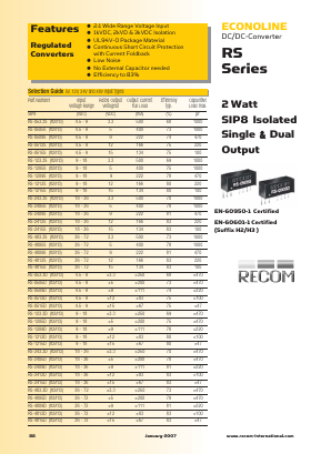RS-0505D/H3 Datasheet PDF RECOM Electronic GmbH