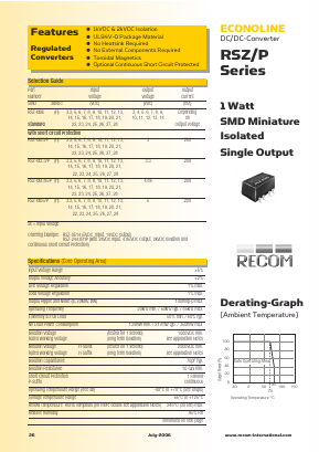 RSZ-0504 Datasheet PDF RECOM Electronic GmbH