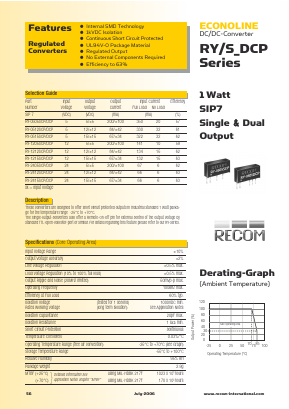 RY-1212DCP Datasheet PDF RECOM Electronic GmbH