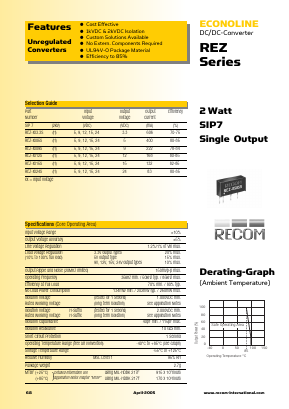 REZ-0505SH Datasheet PDF RECOM Electronic GmbH