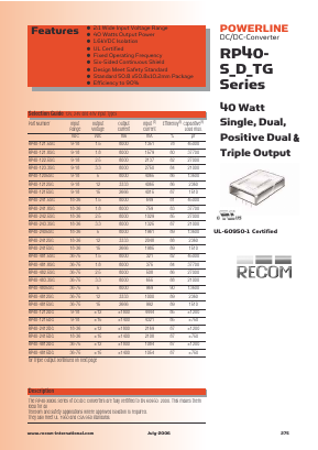 RP40-480515TG_06 Datasheet PDF RECOM Electronic GmbH