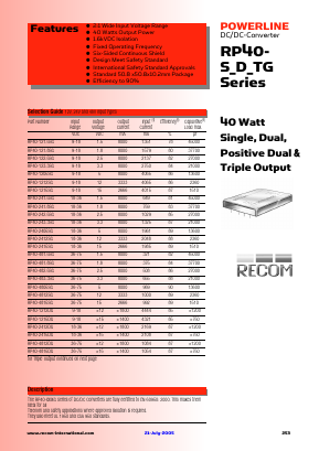 RP40-480512TG_05 Datasheet PDF RECOM Electronic GmbH