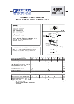 MBR10200C Datasheet PDF Rectron Semiconductor