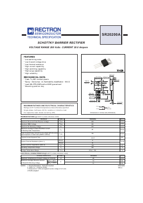 SR20200A Datasheet PDF Rectron Semiconductor