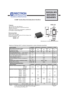 B0520LWV Datasheet PDF Rectron Semiconductor