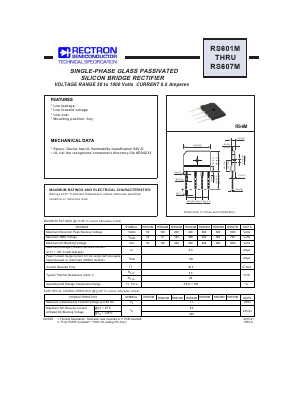 RS605M Datasheet PDF Rectron Semiconductor