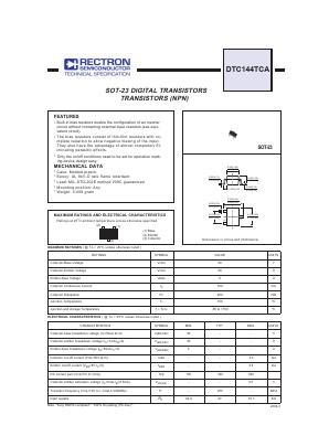 DTC144TCA Datasheet PDF Rectron Semiconductor