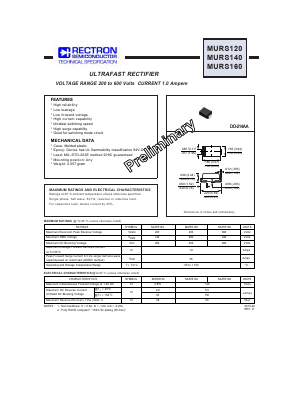 MURS140 Datasheet PDF Rectron Semiconductor