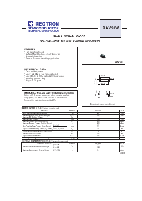 BAV20W Datasheet PDF Rectron Semiconductor