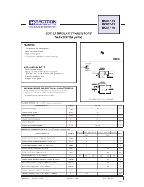 BC817-16 Datasheet PDF Rectron Semiconductor