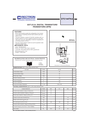 DTC144TKA Datasheet PDF Rectron Semiconductor