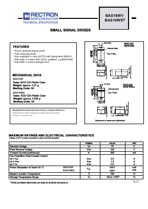 BAS16WV Datasheet PDF Rectron Semiconductor