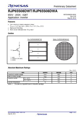 RJP65S08DWA Datasheet PDF Renesas Electronics
