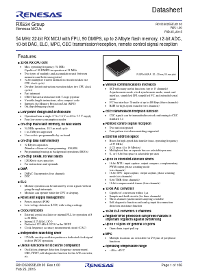 R5F5634EYDFB Datasheet PDF Renesas Electronics