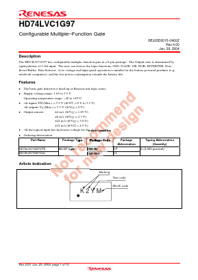 HD74LVC1G97CPE Datasheet PDF Renesas Electronics