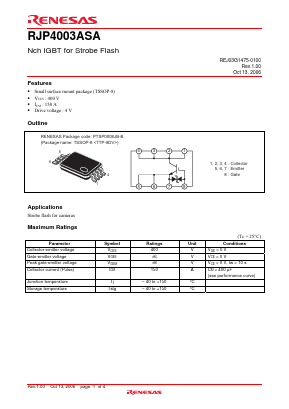 RJP4003ASA Datasheet PDF Renesas Electronics