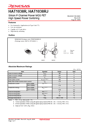 HAT1038R Datasheet PDF Renesas Electronics