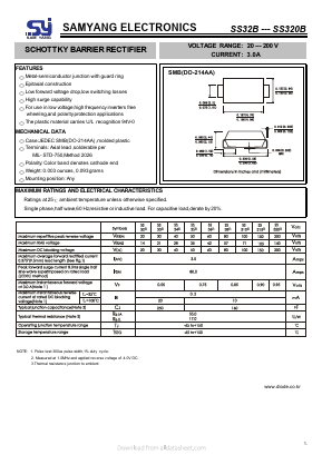 SS320B Datasheet PDF SAMYANG ELECTRONICS CO.,LTD.