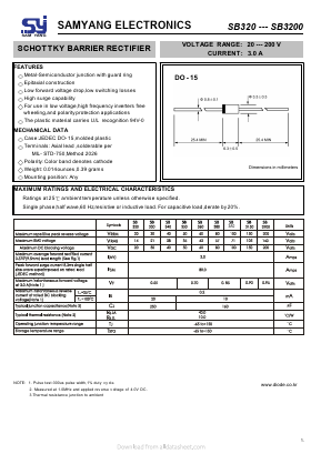SB320 Datasheet PDF SAMYANG ELECTRONICS CO.,LTD.