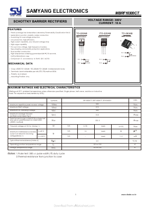 MBRF10300CT Datasheet PDF SAMYANG ELECTRONICS CO.,LTD.