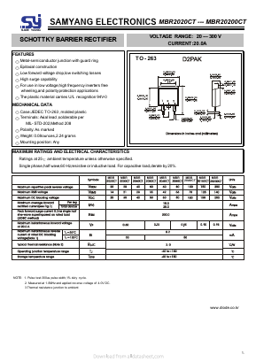 MBR2020CT Datasheet PDF SAMYANG ELECTRONICS CO.,LTD.
