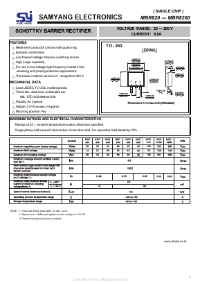 MBR850 Datasheet PDF SAMYANG ELECTRONICS CO.,LTD.