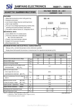 1N5819 Datasheet PDF SAMYANG ELECTRONICS CO.,LTD.