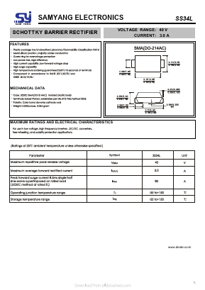 SS34L Datasheet PDF SAMYANG ELECTRONICS CO.,LTD.
