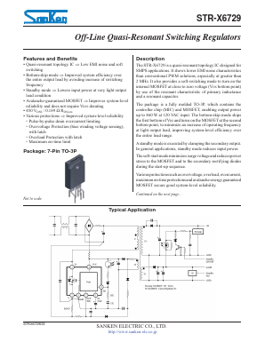 STR-X6729 Datasheet PDF Sanken Electric co.,ltd.