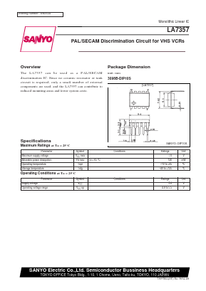 LA7357 Datasheet PDF SANYO -> Panasonic