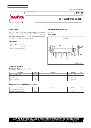 LA7152 Datasheet PDF SANYO -> Panasonic